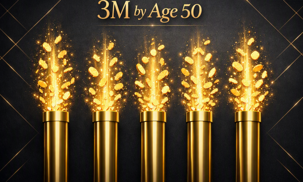 wealth projection chart showing 13-year growth to age 50